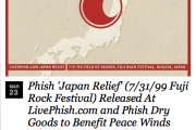 Phish 'Japan Relief' (7/31/99 Fuji Rock Festival) Released At LivePhish.com and Phish Dry Goods to Benefit Peace Winds